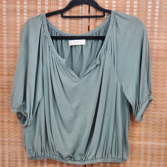 Lucky Brand Tops - Lucky Brand Olive Green Peasant Top Size Small